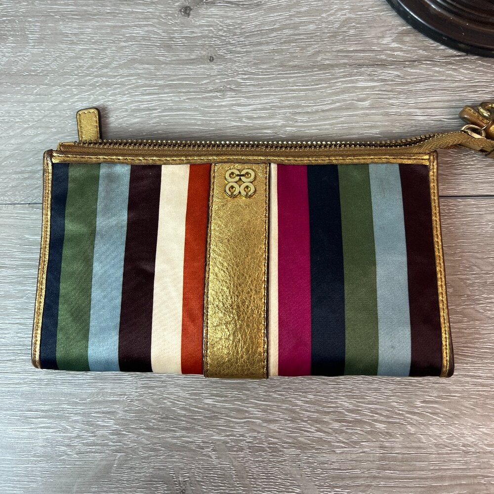 Coach Julia Legacy Stripe zippy wallet wristlet